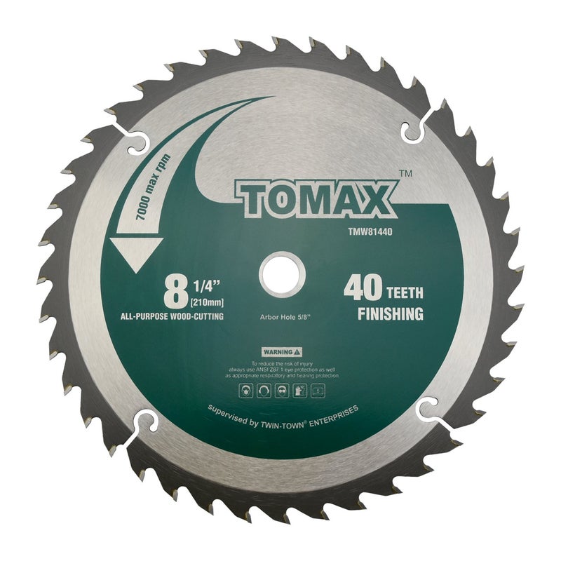 TOMAX 8-1/4-Inch 40 Tooth ATB Finishing Saw Blade with 5/8-Inch DMK Arbor - Image 1